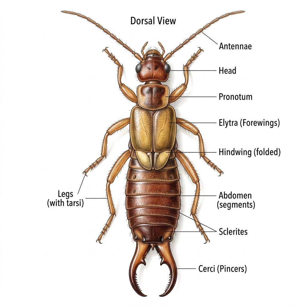 Earwig with distinctive cerci pincers